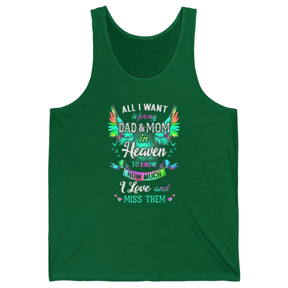 My Mom And Dad In Heaven Angel Wings Mother Memories Forever Unisex Jersey Tank