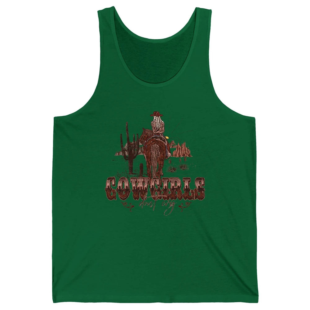 Retro Desert Cactus Cowgirl Don't Cry Western Country Rodeo Unisex Jersey Tank