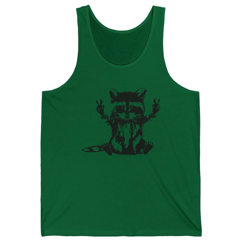 Funny Racoon Peace Sign Trashed Racoon Panda Lovers Gift Unisex Jersey Tank