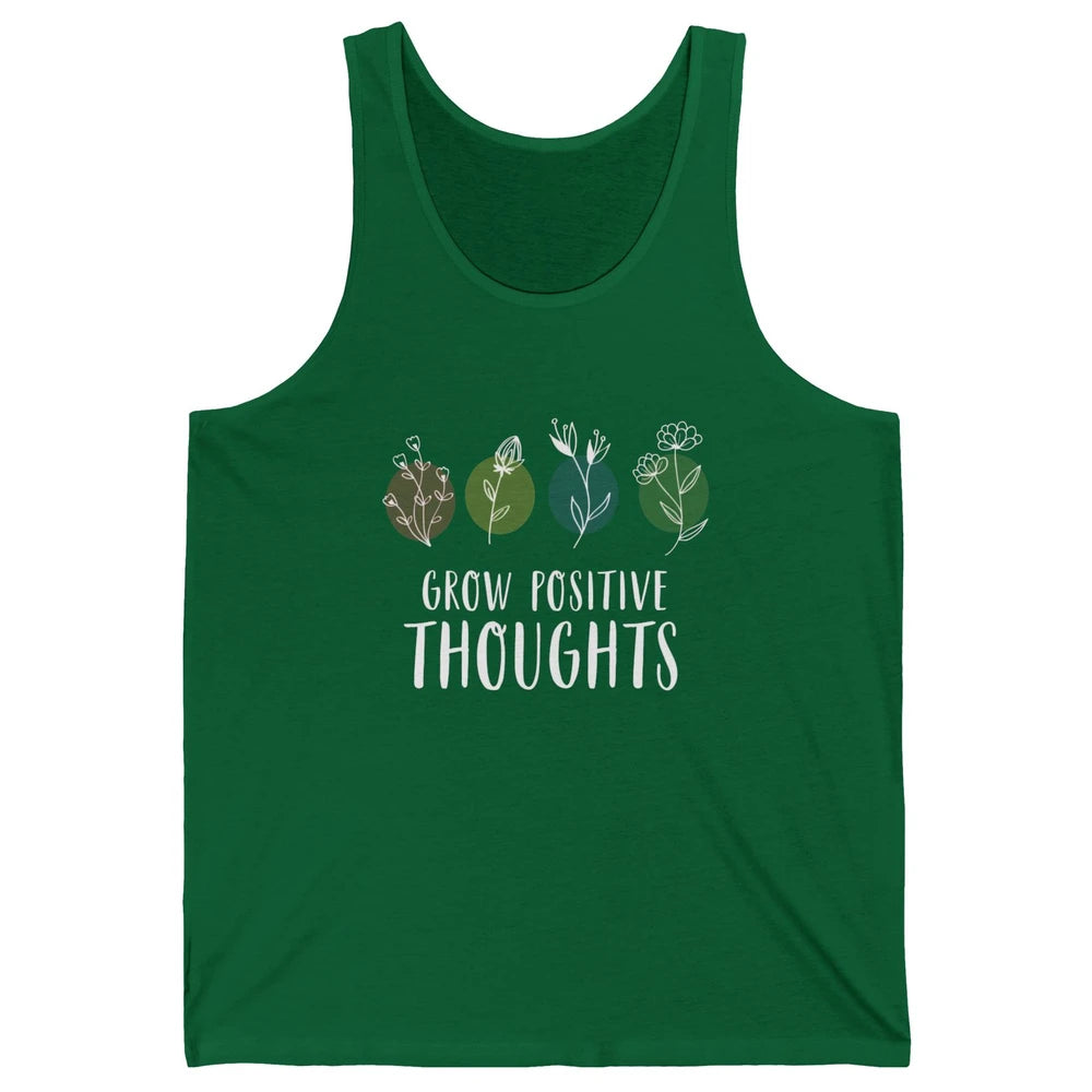 Retro Grow Positive Thoughts Vintage Wildflowers Happy Mind Unisex Jersey Tank