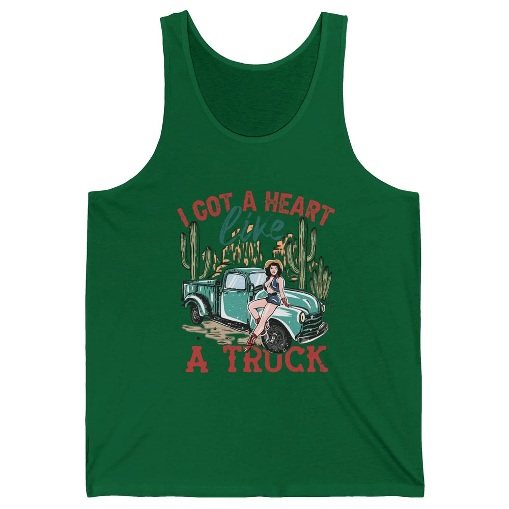 Retro Desert Cowgirl Got A Heart Like Truck Western Country Unisex Jersey Tank