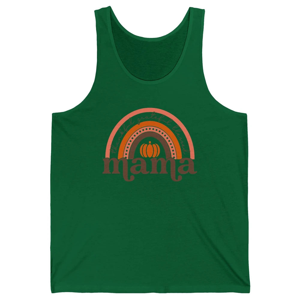 Pumpkin Rainbow Thankful Grateful Blessed Mama Thanksgiving Unisex Jersey Tank