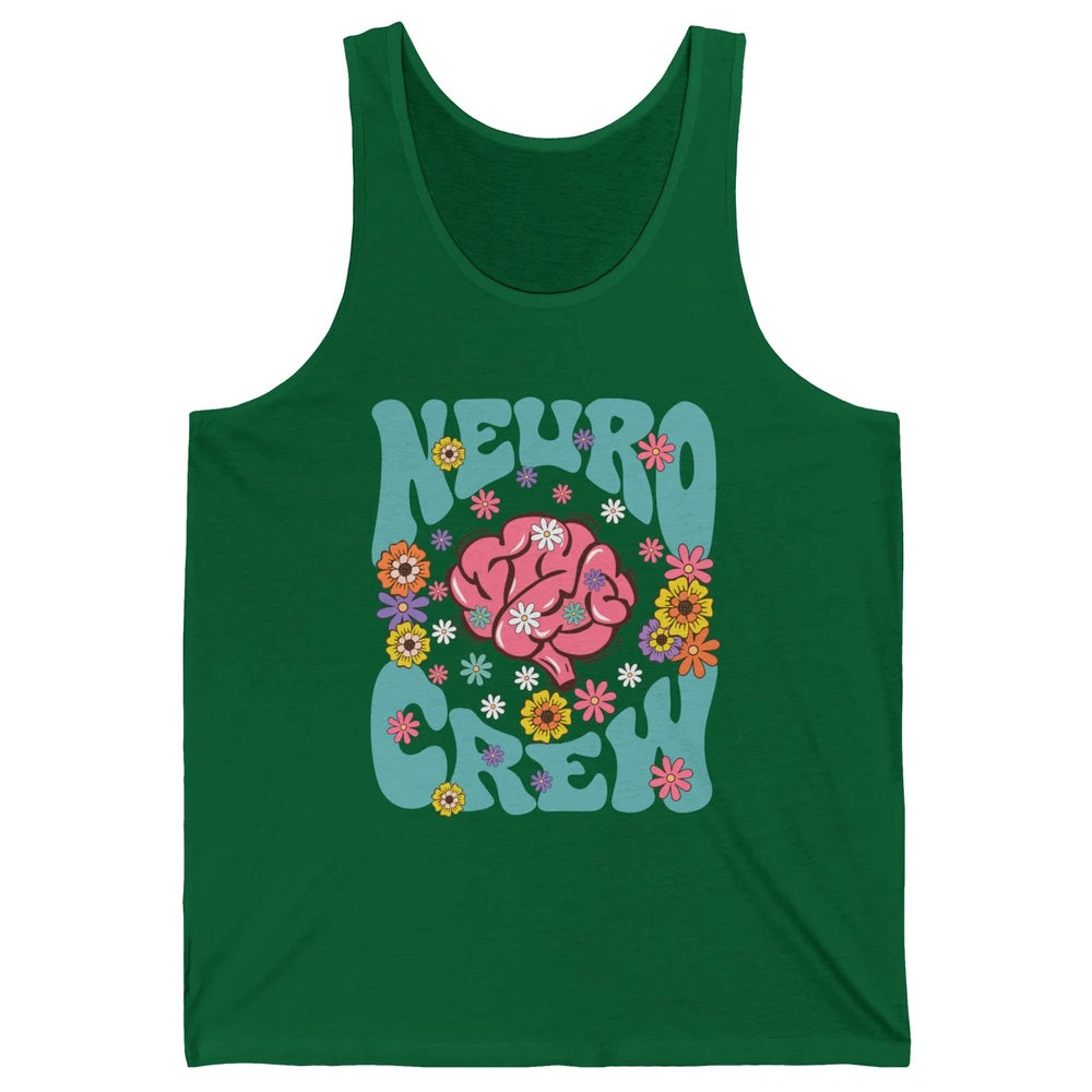 Retro Floral Neuro Crew Nurse Life Neurologist Neuroscience Unisex Jersey Tank