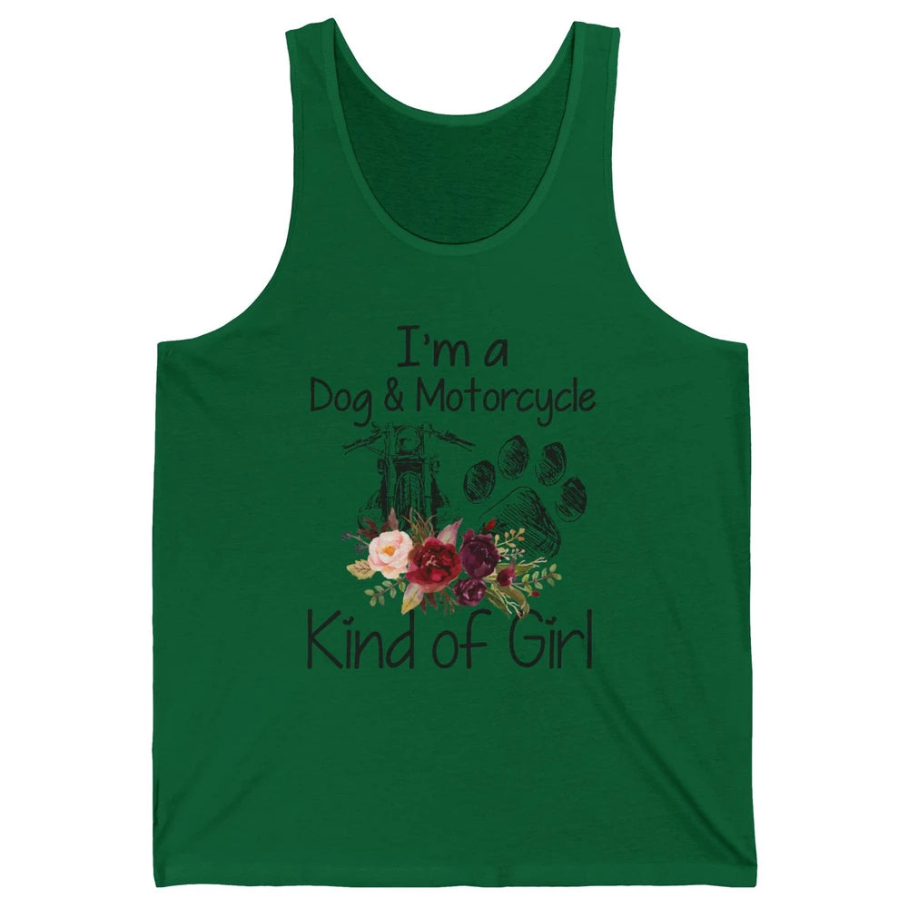 Retro Floral Motorbike I'm Dog Motorcycle Kinda Girl Dog Mom Unisex Jersey Tank