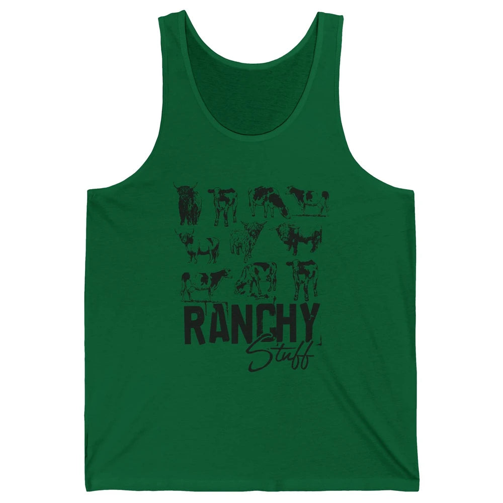 Retro Highland Cow Heifer Ranchy Stuff Western Country Gift Unisex Jersey Tank