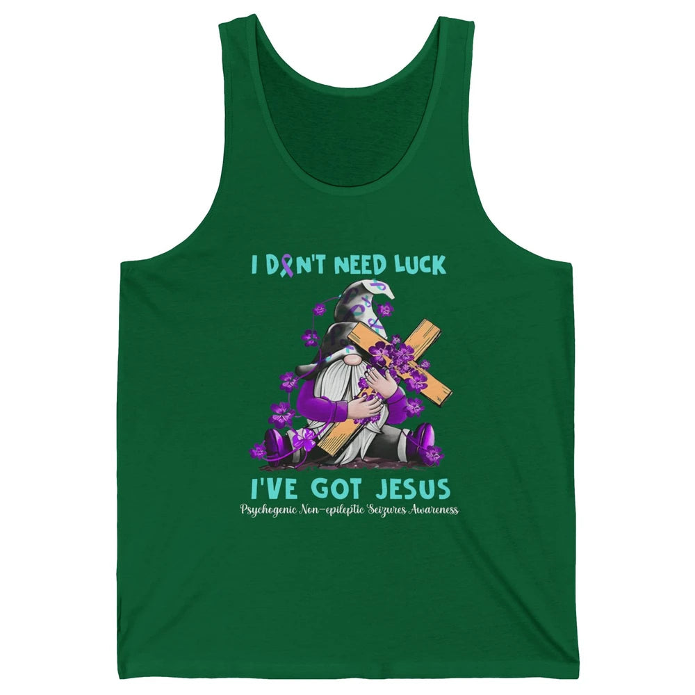 PNES Awareness Gnome I Don't Need Luck I've Got Jesus Faith Unisex Jersey Tank