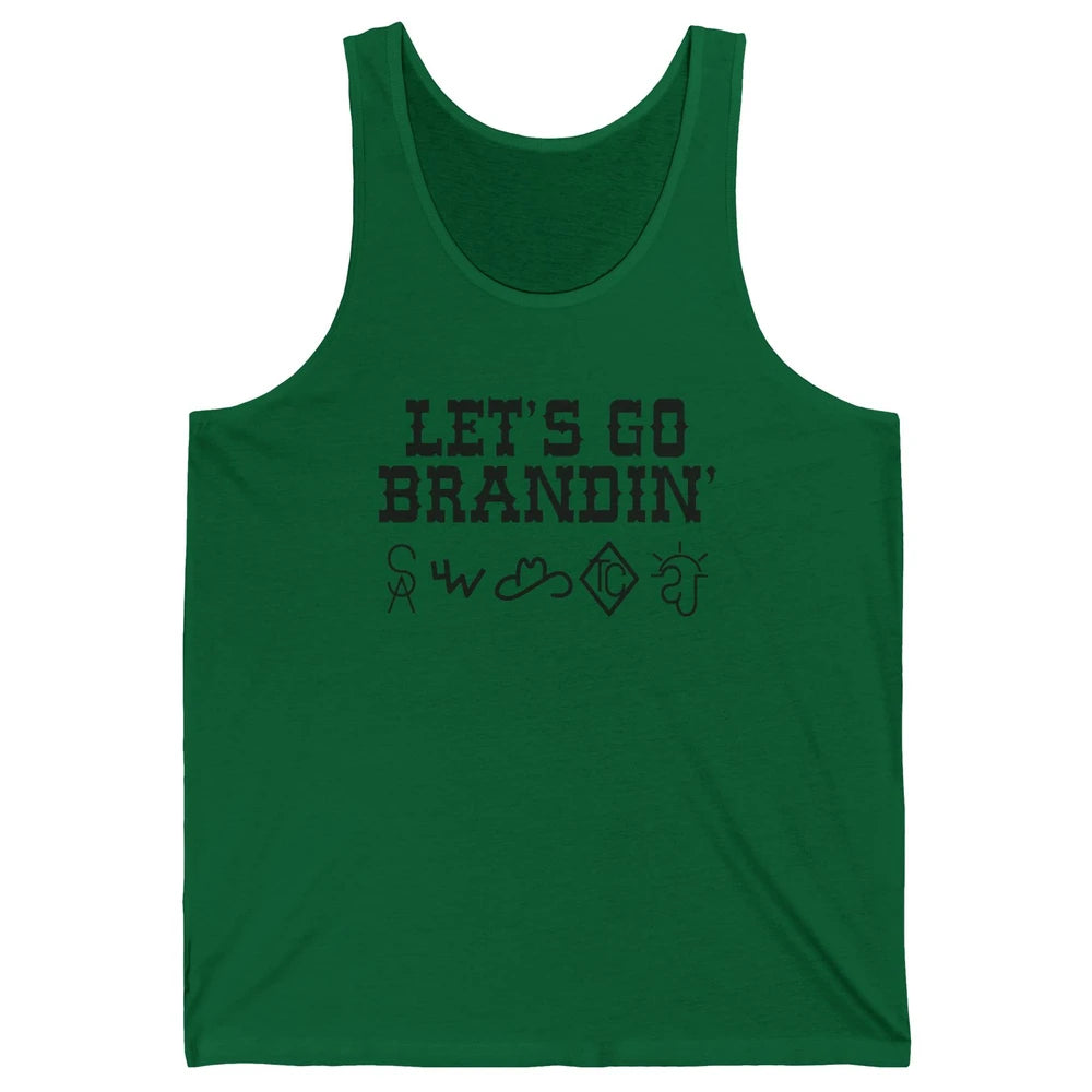 Retro Cowboy Hat Let's Go Brandin' Western Country Symbols Unisex Jersey Tank