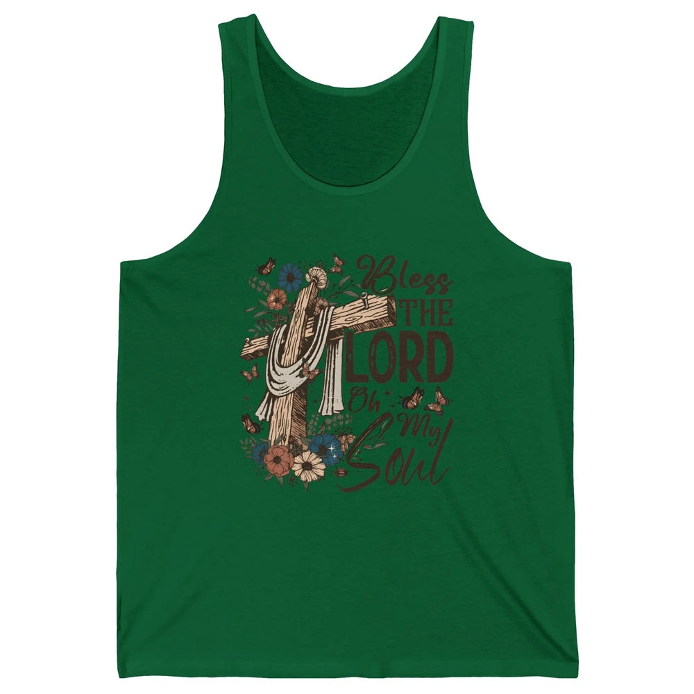 Retro Christian Floral Jesus Cross Bless The Lord Oh My Soul Unisex Jersey Tank