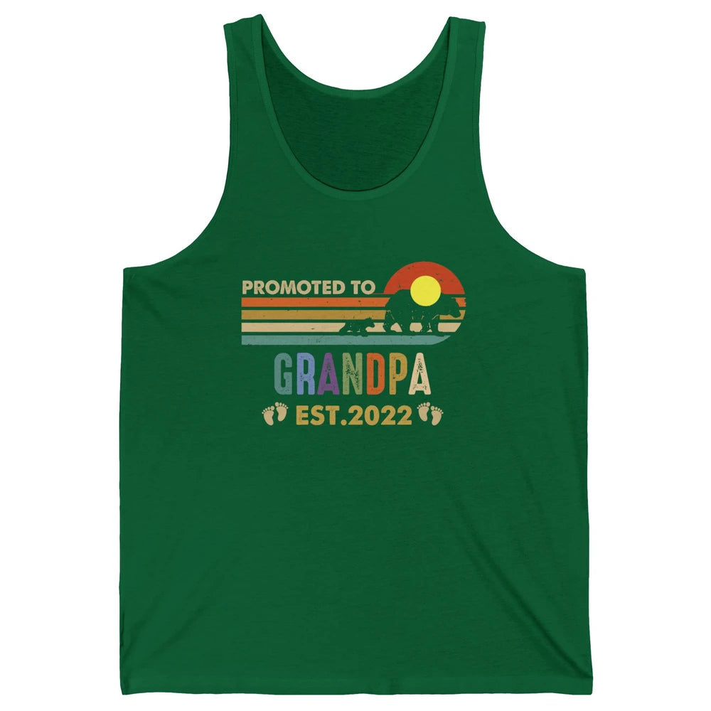 Retro Bear Sunset Promoted To Grandpa Est 2022 Grandpa Gift Unisex Jersey Tank