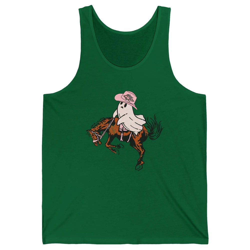 Funny Halloween Retro Cowboy Ghost Western Spooky Season Unisex Jersey Tank