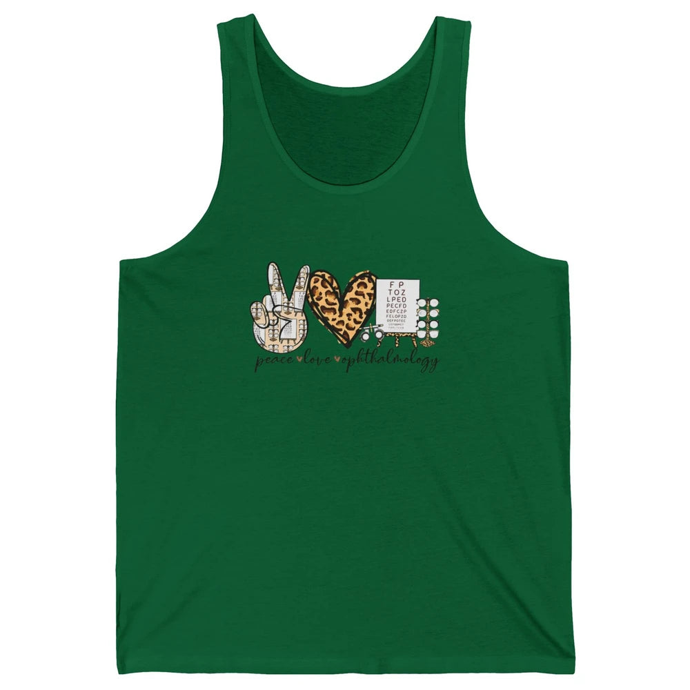 Peace Love Ophthalmology Leopard Heart Optician Optometrist Unisex Jersey Tank