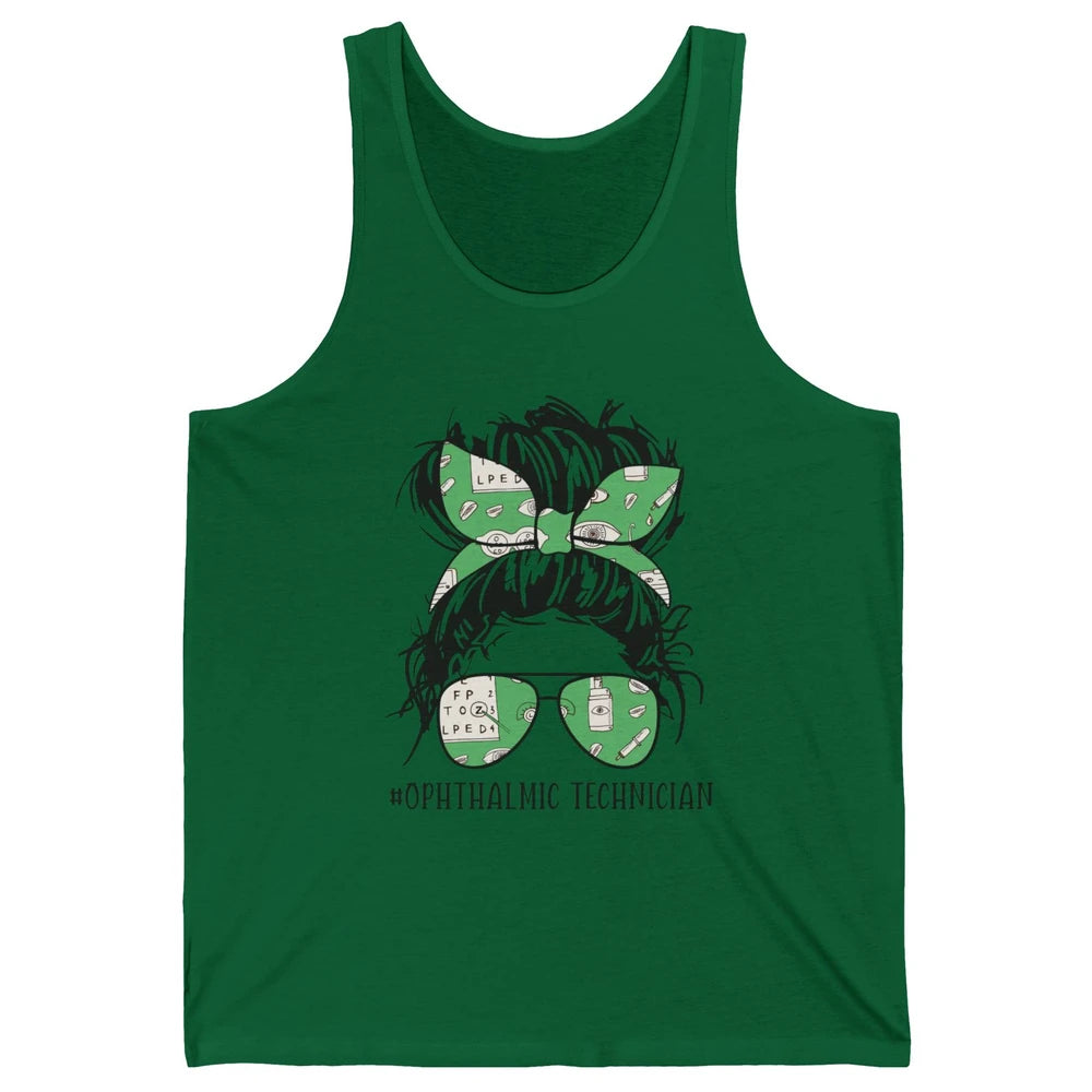 Ophthalmic Technician Life Messy Bun Optometry Optician Life Unisex Jersey Tank