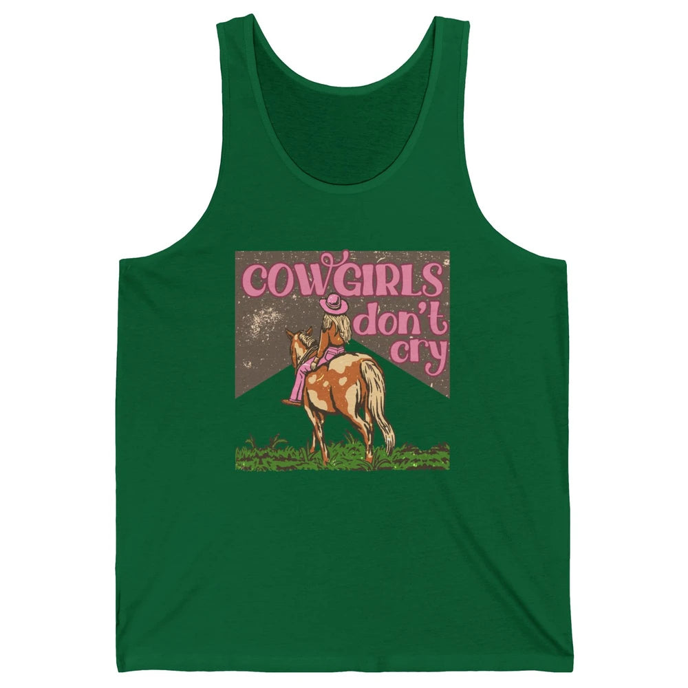 Retro Cowgirls Don't Cry Pink Horseback Rider Western Cowboy Unisex Jersey Tank