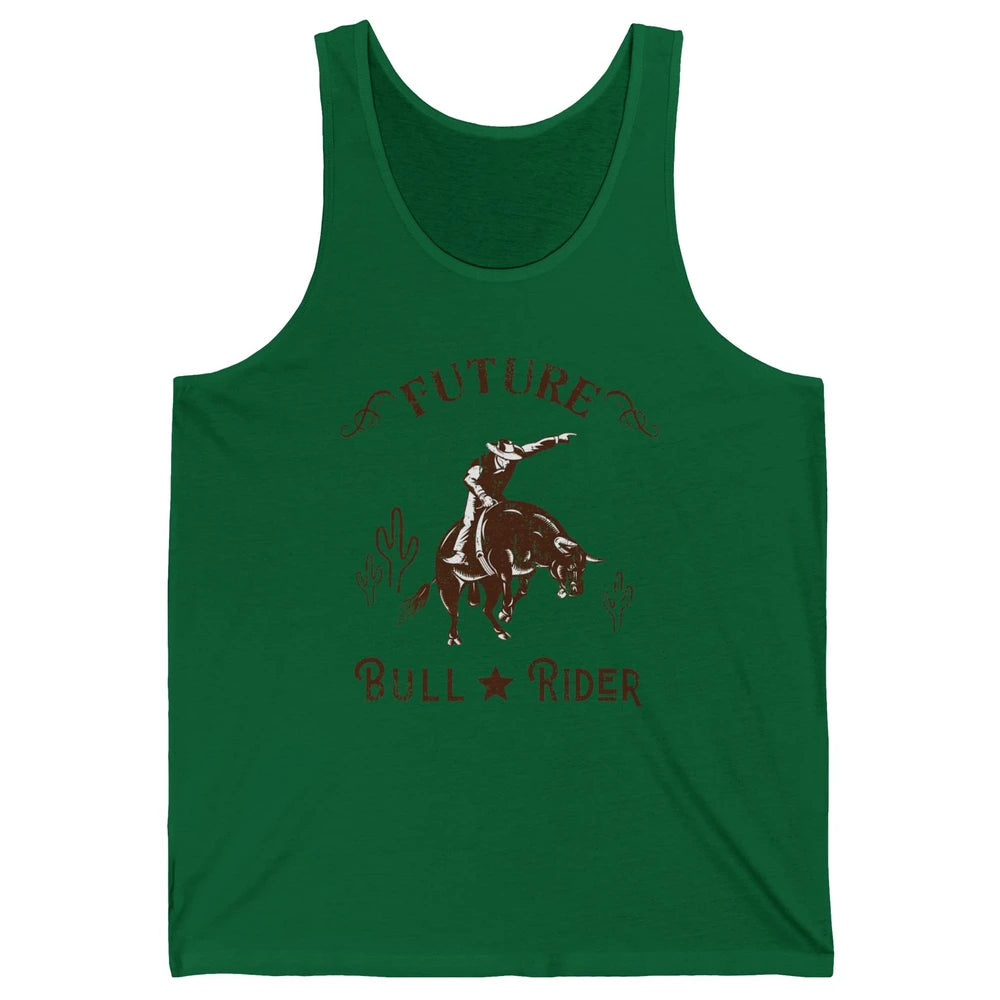 Retro Future Bull Rider Cowboy Western Country Cactus Riding Unisex Jersey Tank