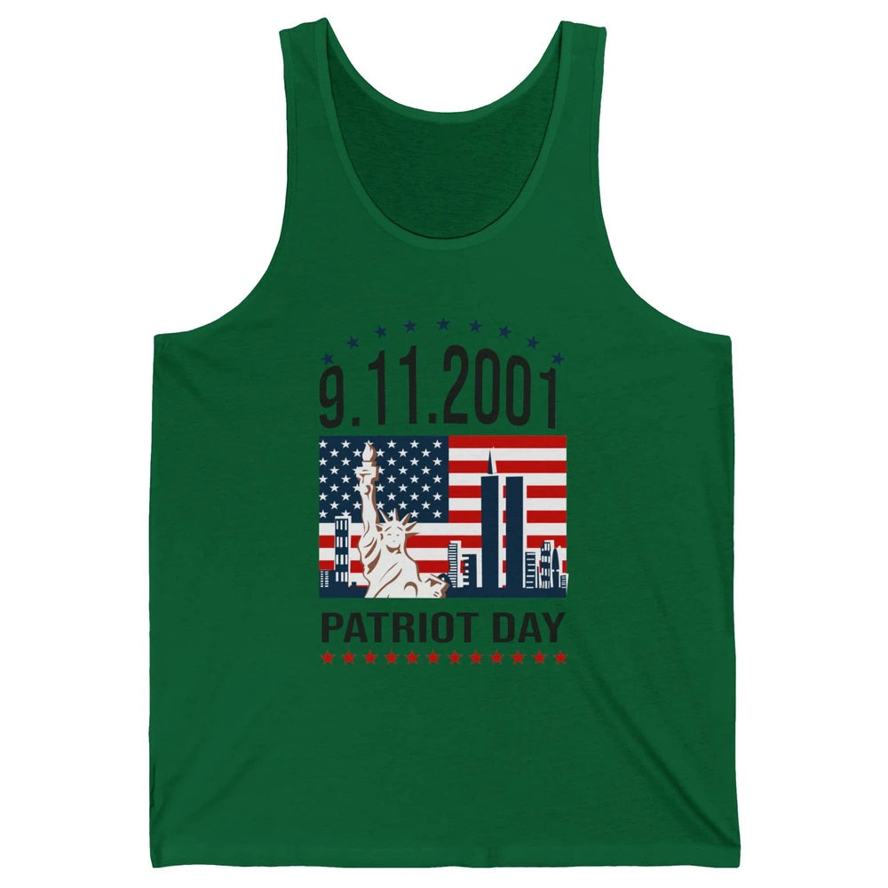 Never Forget 9-11-2001 American Flag Patriotic Memorial Day Unisex Jersey Tank