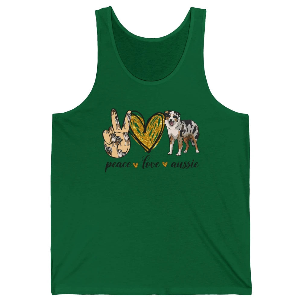 Peace Love Aussie Dog Lovers Australian Shepherd Dad Mom Unisex Jersey Tank