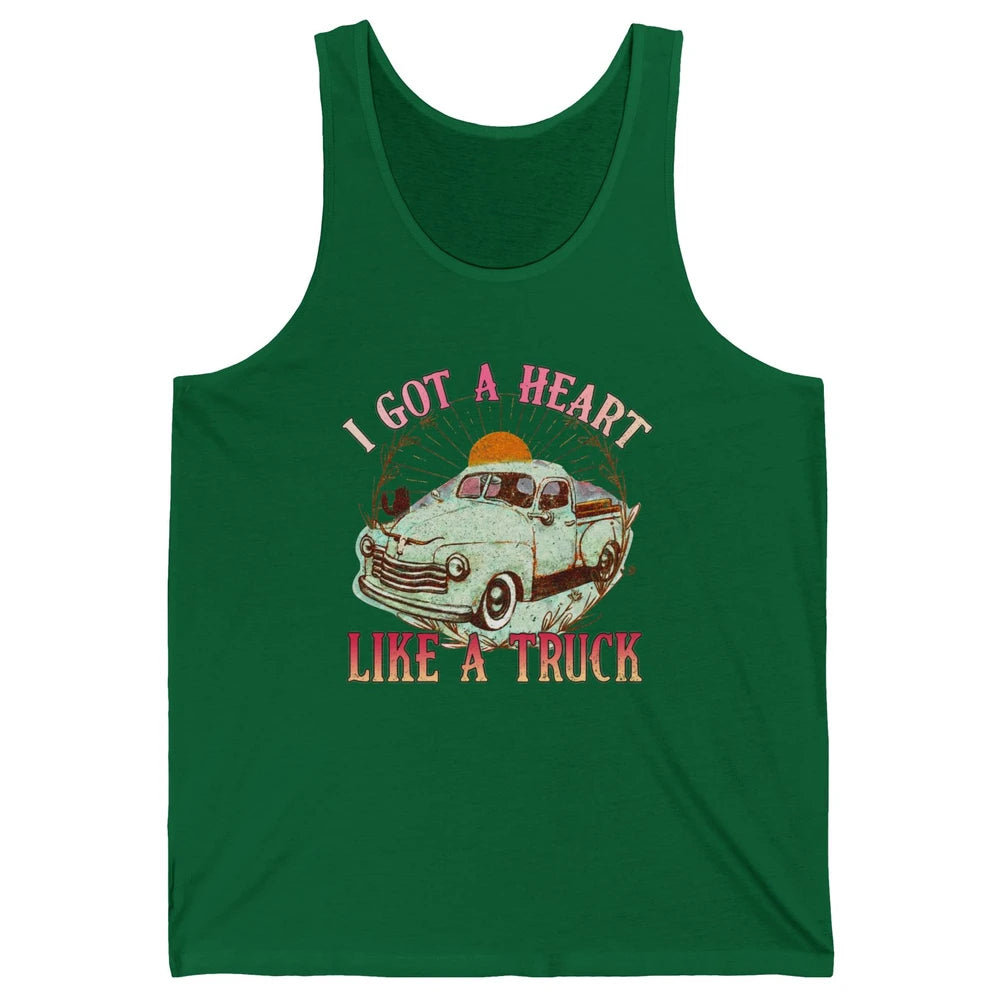 Retro Desert Sunset Truck I Got A Heart Like A Truck Western Unisex Jersey Tank