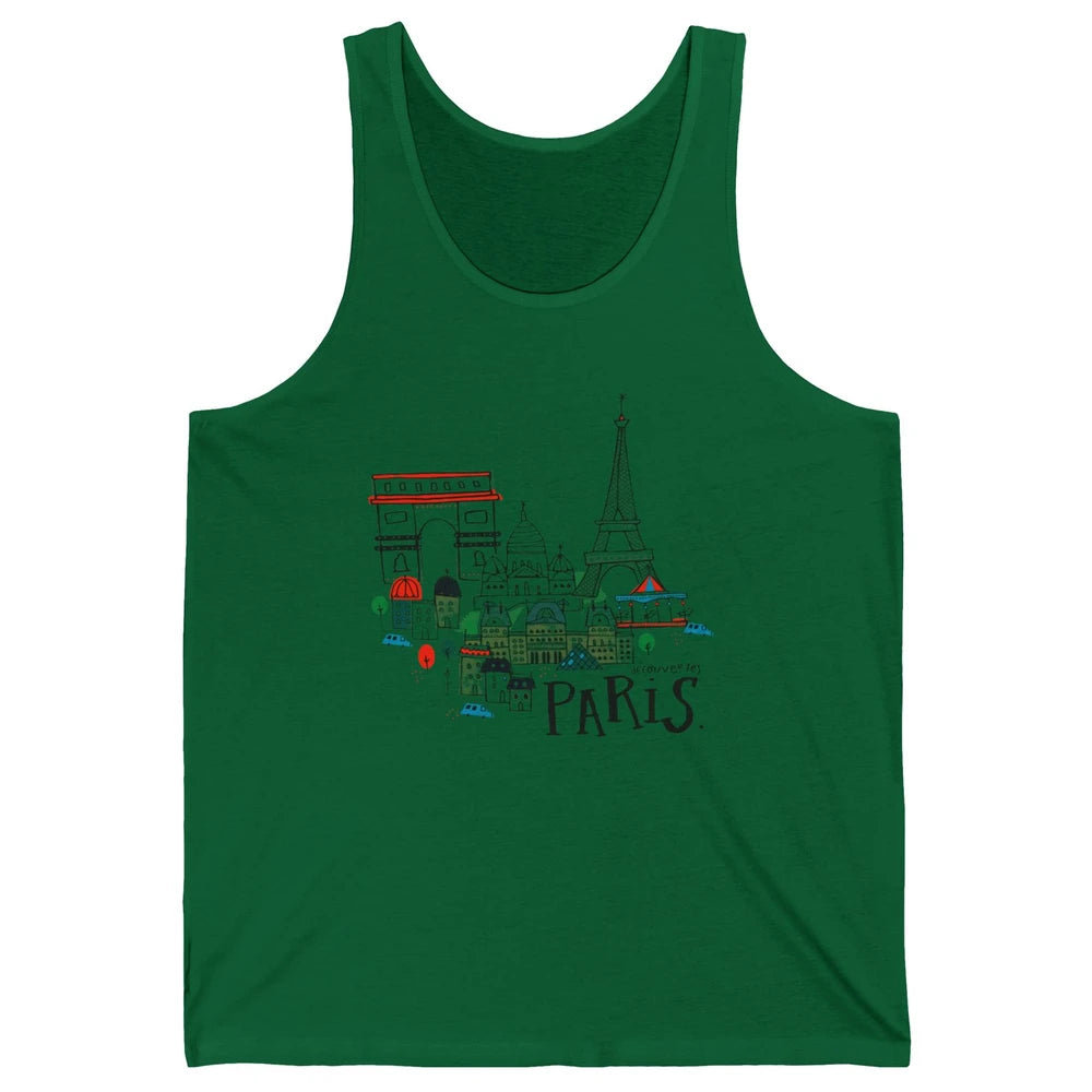 Paris Eiffel Tower Travel France Gift Paris Skyline Unisex Jersey Tank