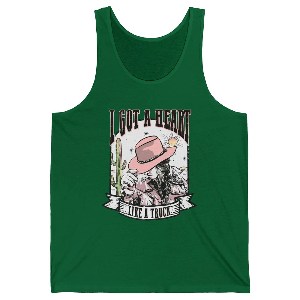 Retro Desert Cowgirl I Got A Heart Like A Truck Western Unisex Jersey Tank