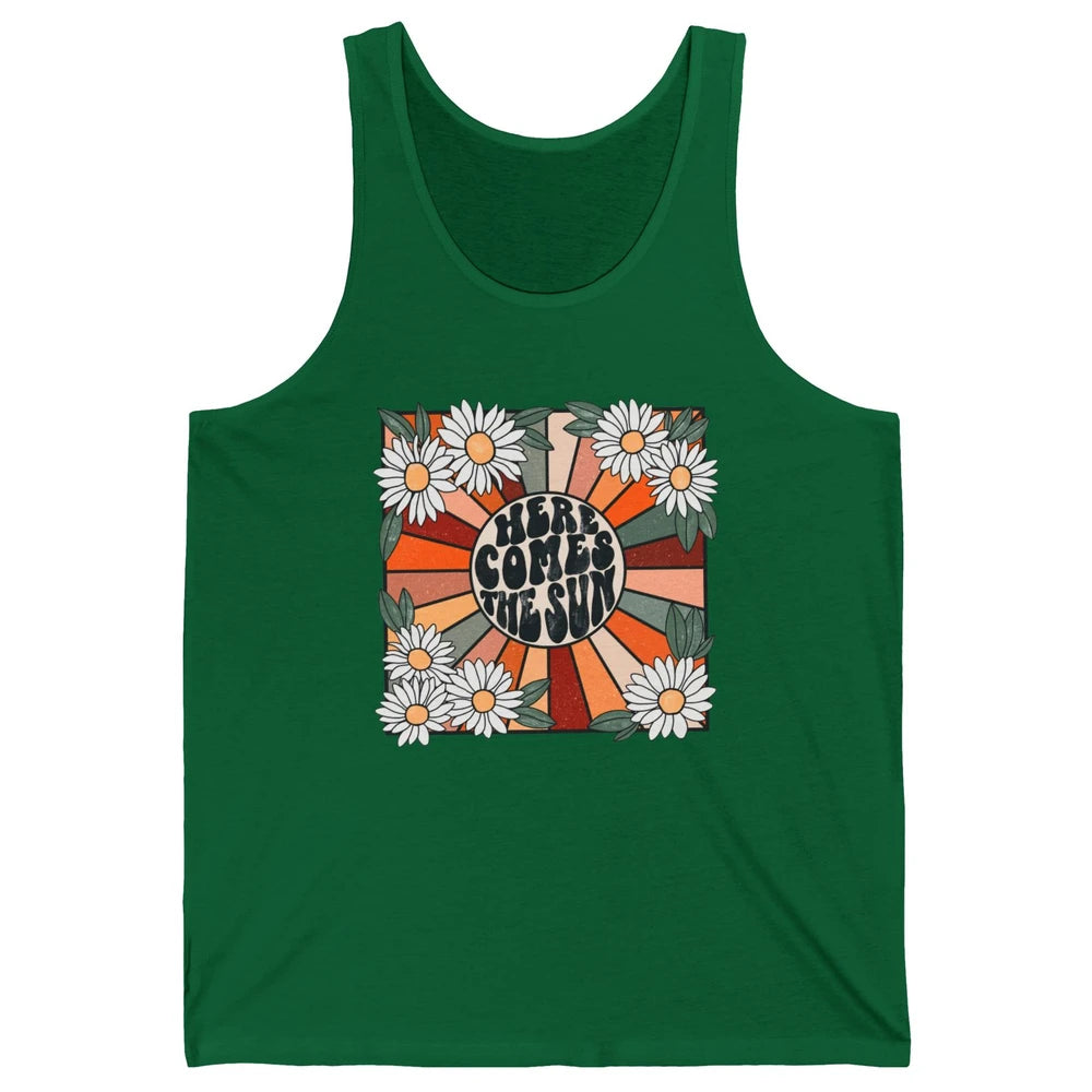 Retro Here Comes The Sun Sunshine Motivational Positive Mind Unisex Jersey Tank