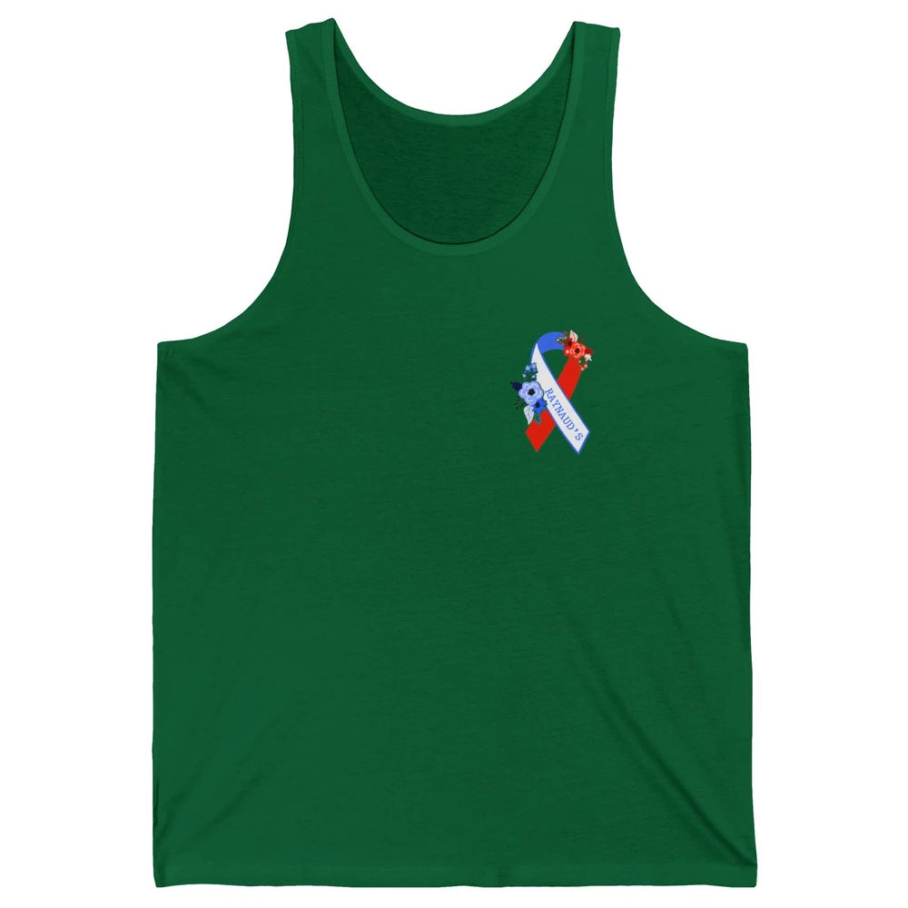 Raynaud's Syndrome Awareness Support Floral Red Blue Ribbon Unisex Jersey Tank