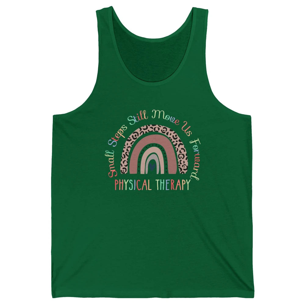 Physical Therapy Small Steps Move Us Forward Leopard Rainbow Unisex Jersey Tank