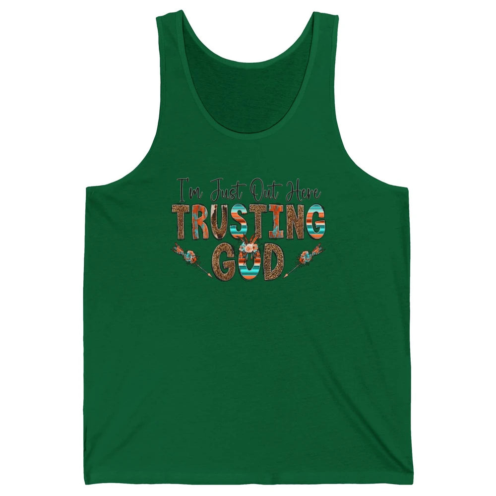 Out Here Trusting God Jesus Religion Christian Floral Bible Unisex Jersey Tank