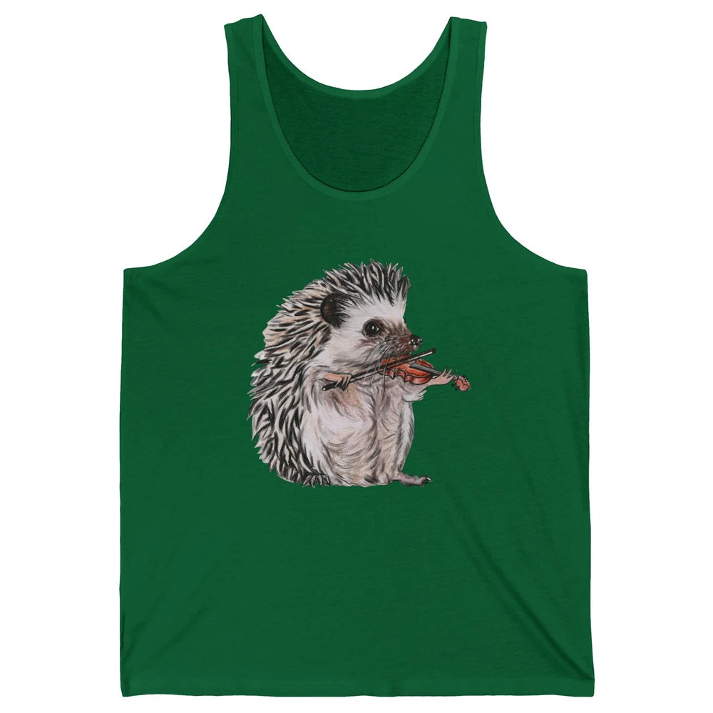 Retro Hedgehog Playing Viloin Musician Violinist Hedgehog Unisex Jersey Tank