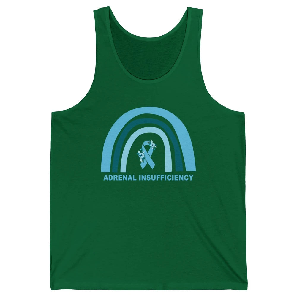 Adrenal Insufficiency Awareness Floral Blue Ribbon Rainbow Unisex Jersey Tank