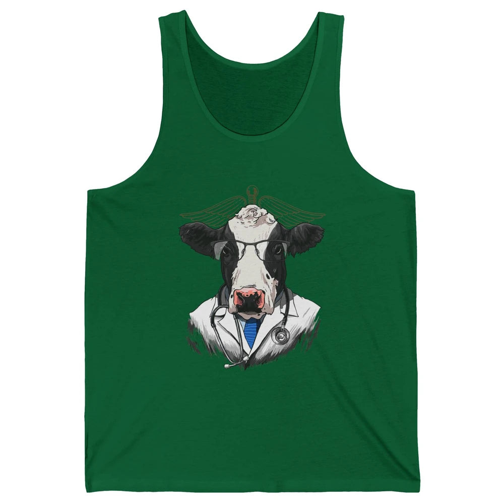 Funny Cow Vet Doctor Physician Surgeon Vet Tech Veterinarian Unisex Jersey Tank