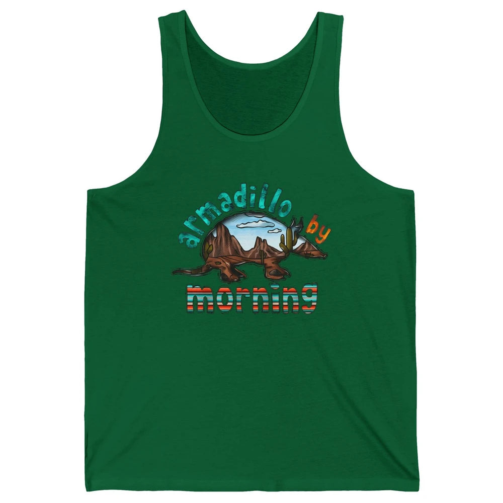 Retro Desert Sunset Armadillo By Morning Western Country Unisex Jersey Tank