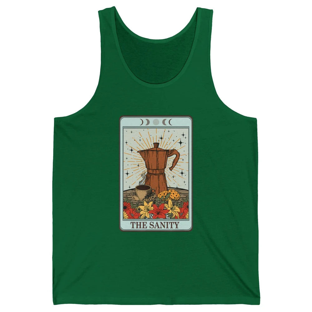 Retro Coffee Tarot Card The Sanity Floral Baker Moon Phases Unisex Jersey Tank