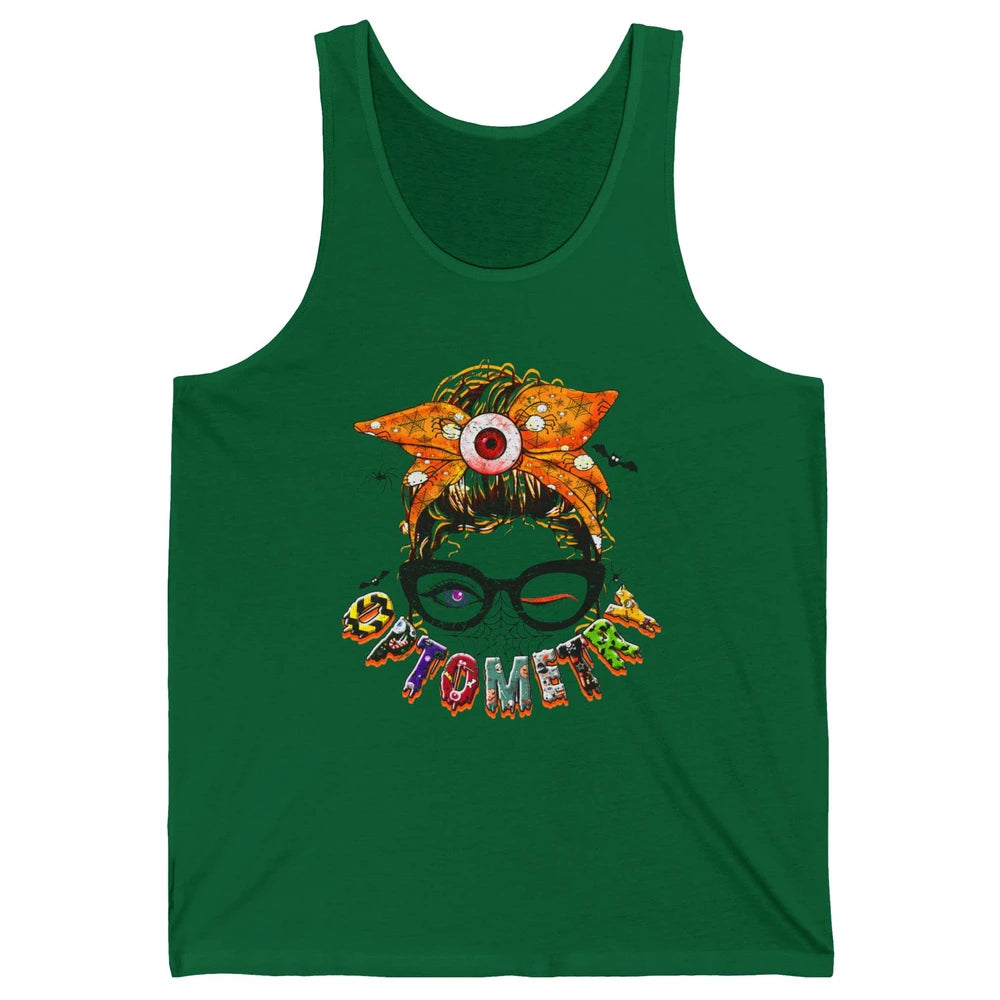 Optometry Messy Bun Glasses Halloween Optometrist Optician Unisex Jersey Tank