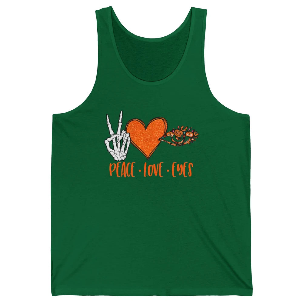 Optician Halloween Peace Love Eyes Optometrist Pumpkin Gift Unisex Jersey Tank