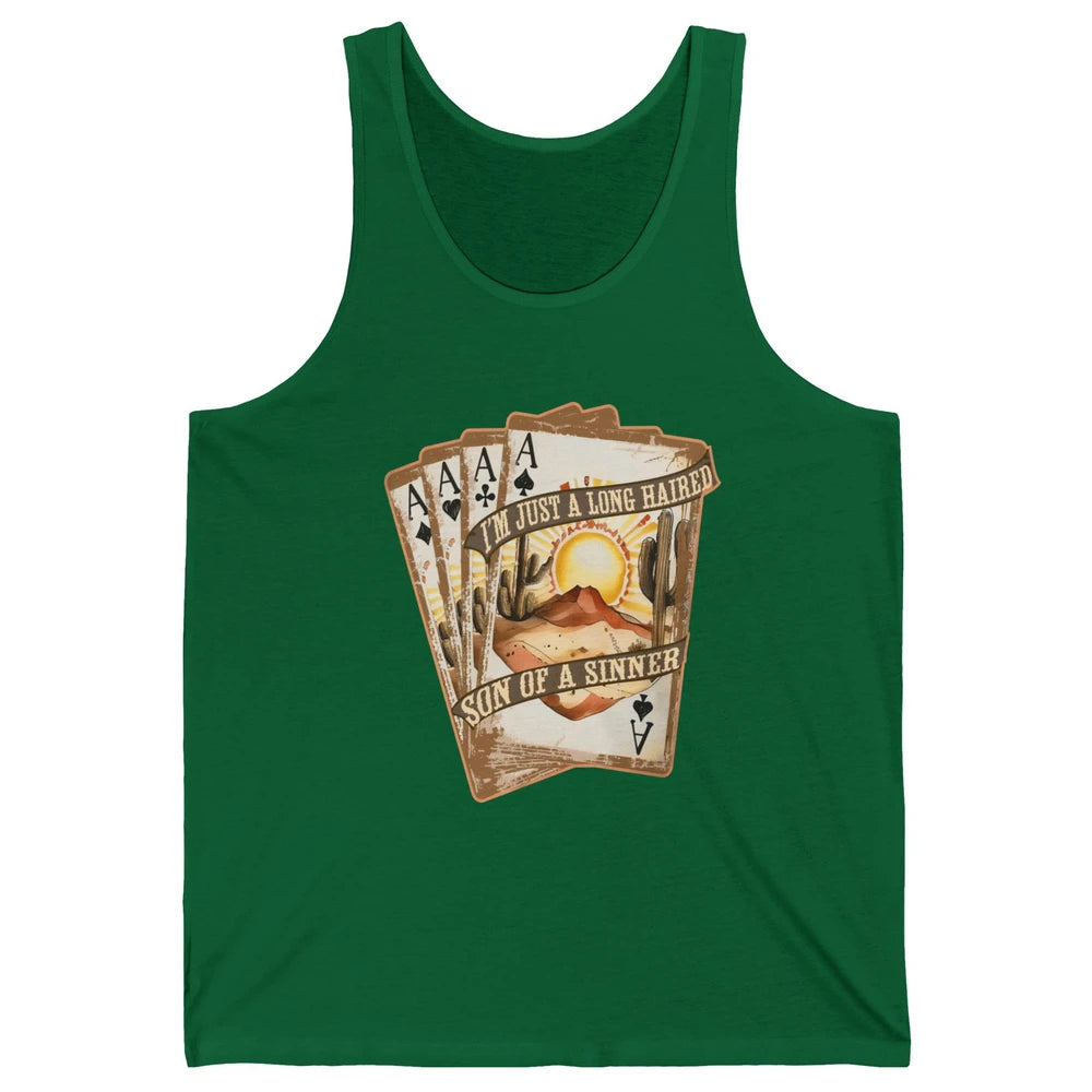 Retro Desert Sunset Long Haired Son Of Sinner Cards Western Unisex Jersey Tank
