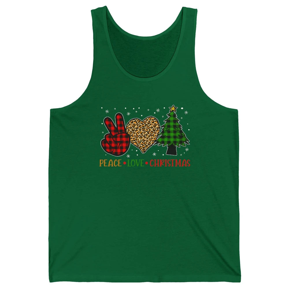Peace Love Christmas Cute Christmas Heart Plaid Xmas Gift Unisex Jersey Tank