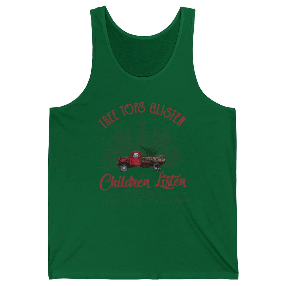 Retro Christmas Tree Tops Glisten Children Listen to Nothing Unisex Jersey Tank
