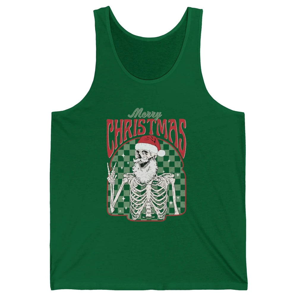 Merry Christmas Skeleton Santa Claus Vintage Xmas Skull Vibe Unisex Jersey Tank