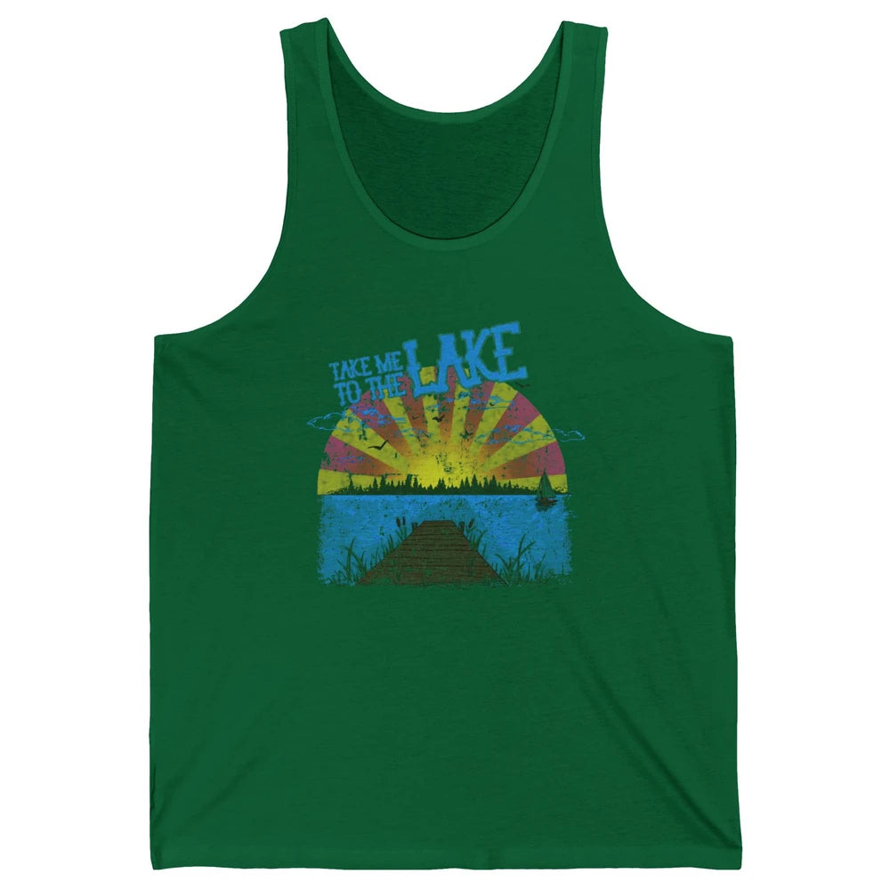 Retro Lake Life Take Me to the Lake Sunrise Summer Gift Unisex Jersey Tank