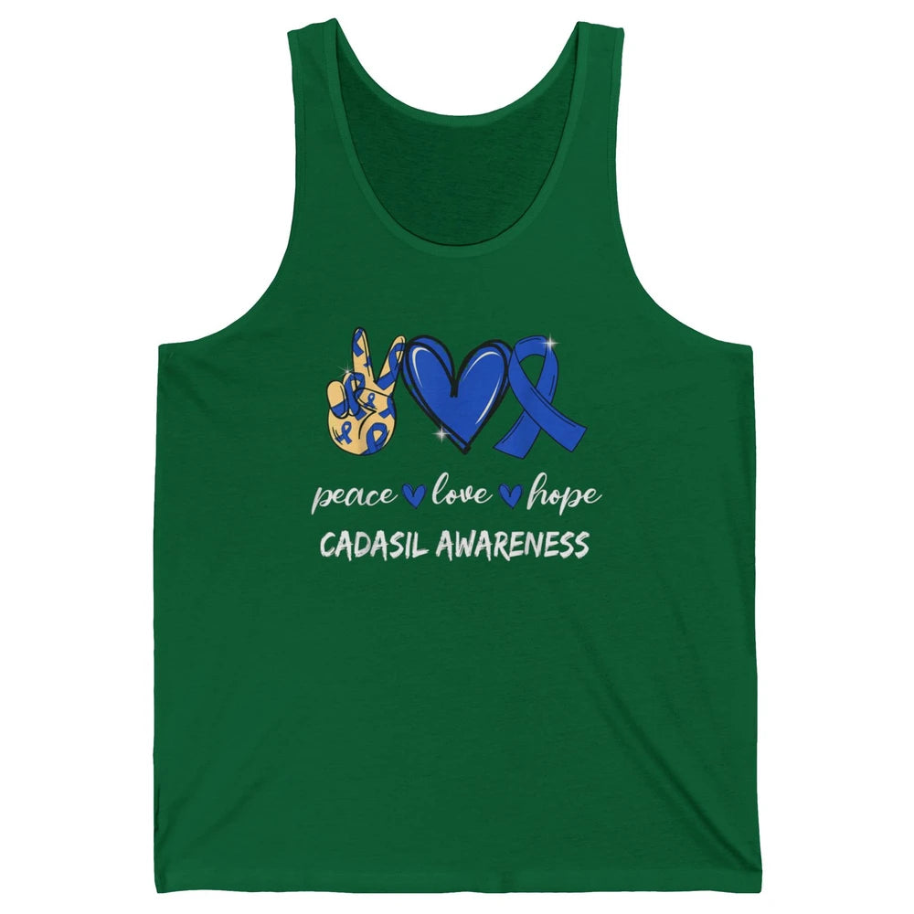 Peace Love Hope Heart Love Cadasil Awareness Blue Ribbon Unisex Jersey Tank