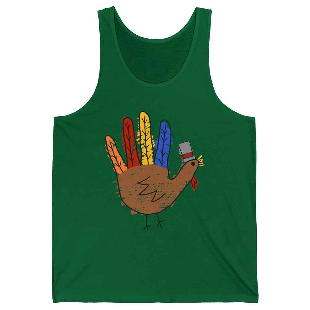 Thanksgiving Hand Turkey Funny Thanksgiving Teacher Thankful Unisex Jersey Tank
