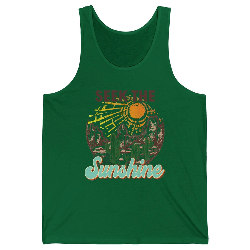 Retro Desert Cactus Seek The Sunshine Western Country Girls Unisex Jersey Tank