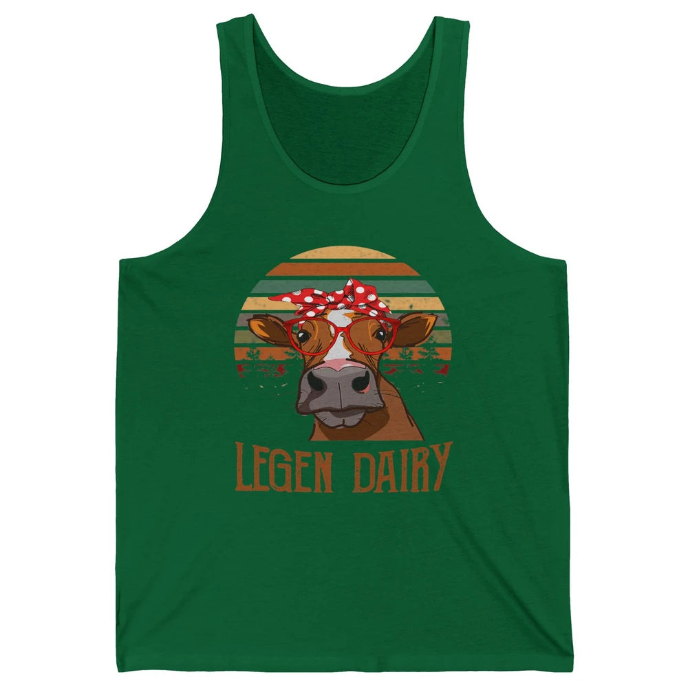 Retro Funny Highland Cow Legend Dairy Heifer Farm Animal Unisex Jersey Tank
