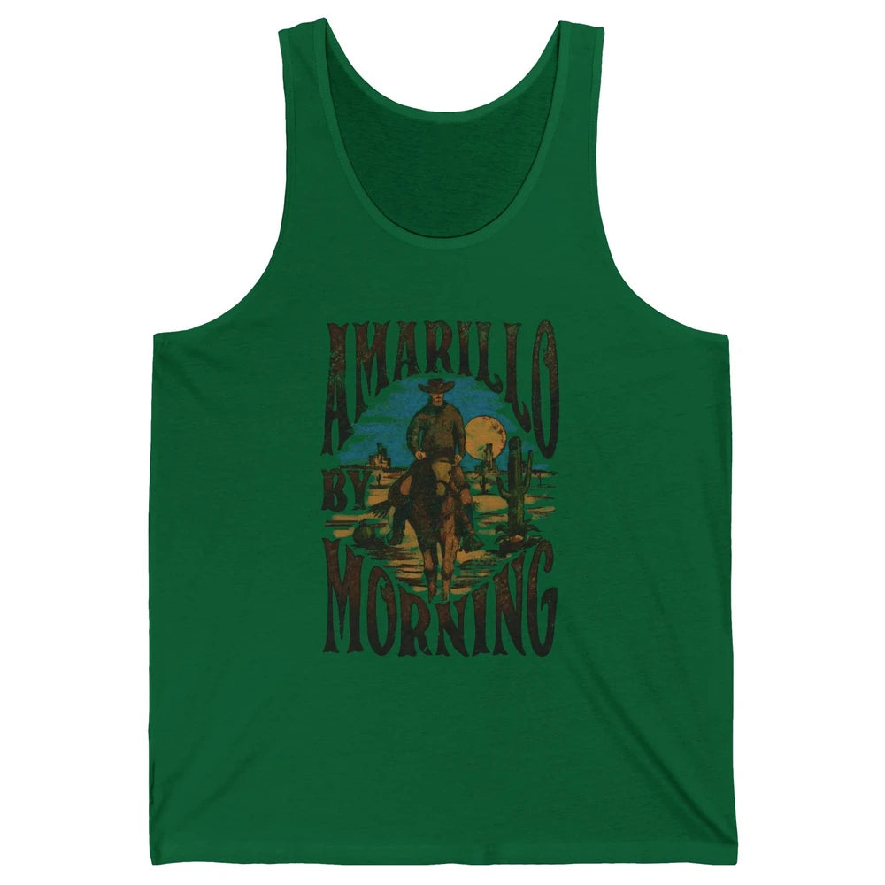 Retro Cowboy Riding Horse Desert Amarillo By Morning Western Unisex Jersey Tank