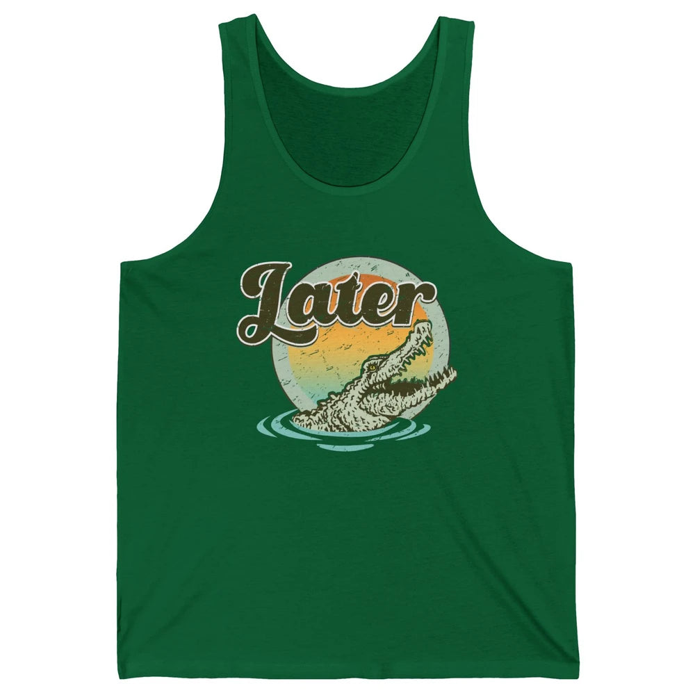 Retro Crocodile Later Take Sunset Nature Lazy Crocodile Gift Unisex Jersey Tank