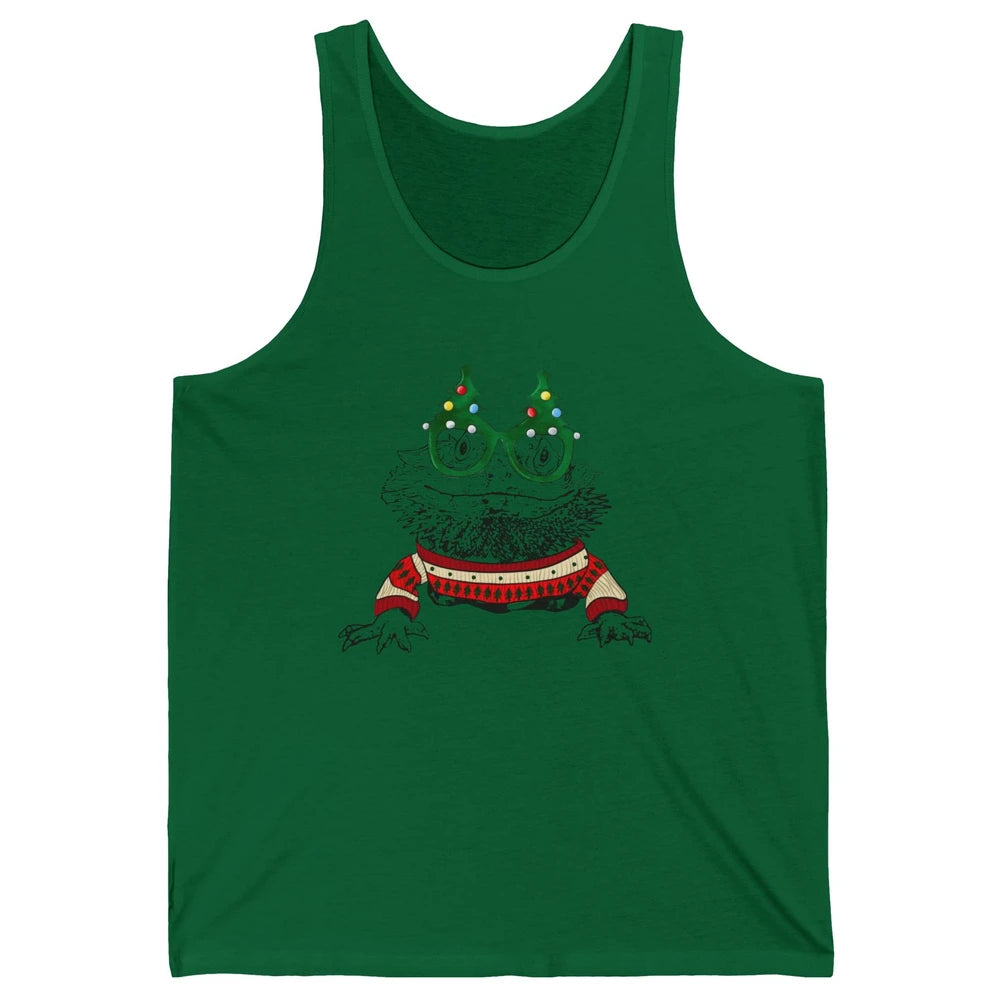Christmas Bearded Dragon Glasses Animal Merry Xmas Gift Unisex Jersey Tank