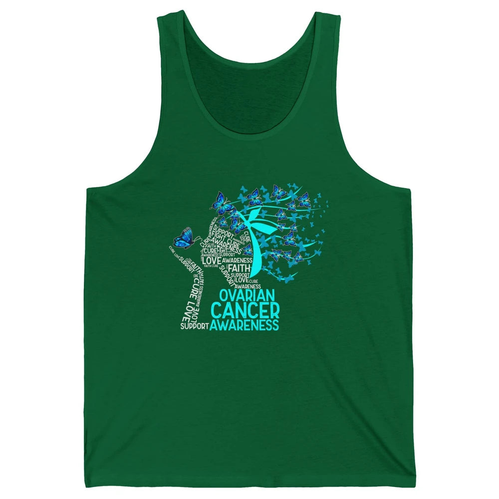 Ovarian Cancer Awareness Hope Love Cure Teal Ribbon Unisex Jersey Tank