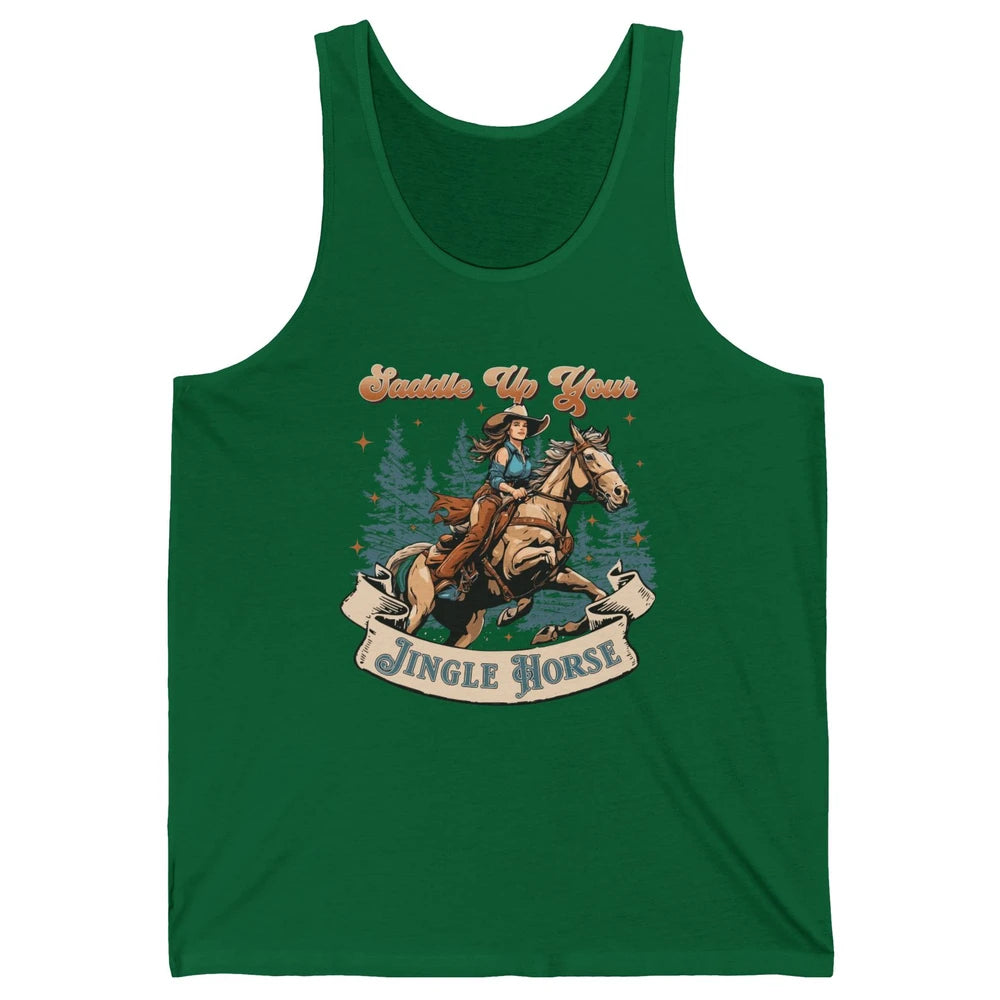 Retro Christmas Saddle Up Your Jingle Horse Bronco Cowgirl Unisex Jersey Tank