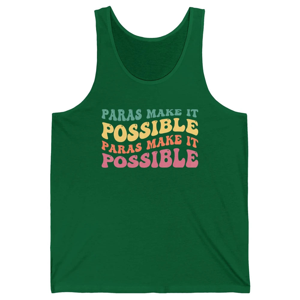 Paras Make It Possible Groovy Boho Paraprofessional Teacher Unisex Jersey Tank