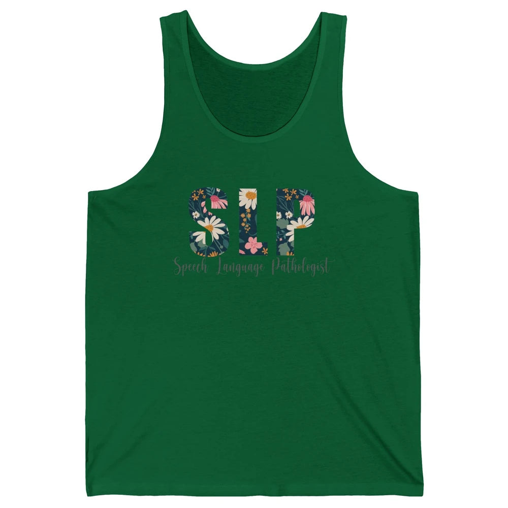 Speech Language Pathologist Floral Career Profession SLP Unisex Jersey Tank